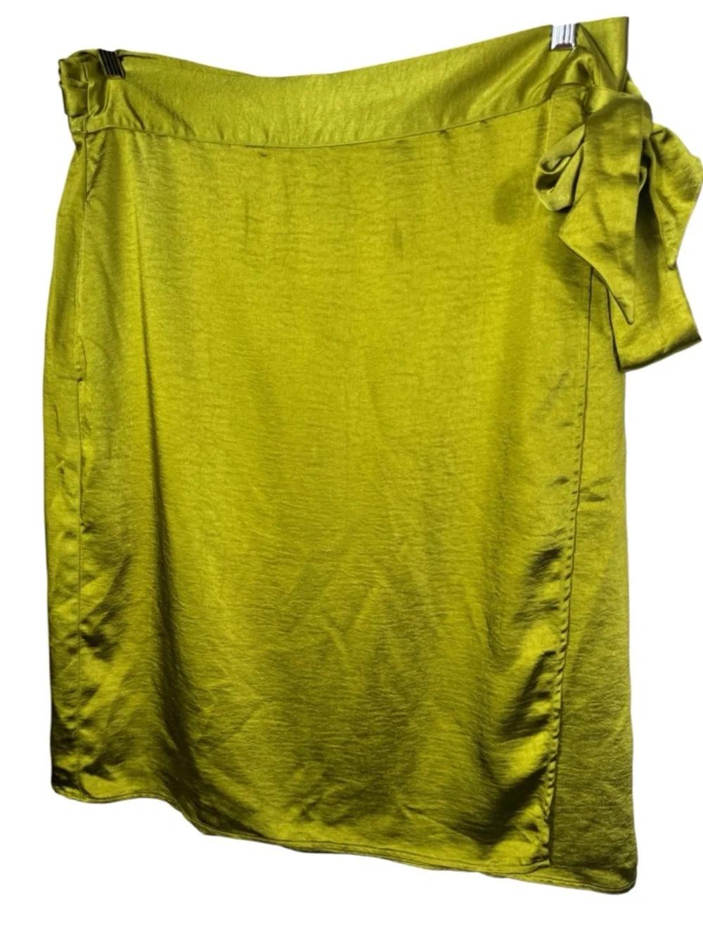 Wildfang The Empower Satin Wrap Skirt in Chartreuse, Size XL - Picture 4 of 8